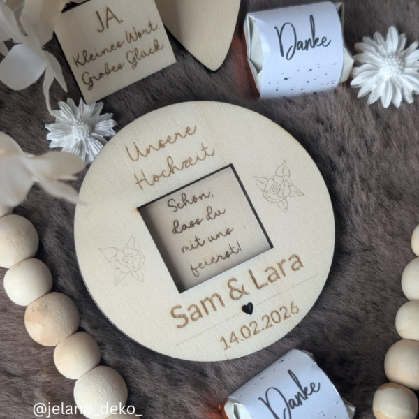 4 Designs Hochzeit Gastgeschenke Halter für Küsschen Schokolade als Gastgeschenk kleines Mitgebsel Dankeschön Tischkarten Namenskarten SVG Laser Datei – Bild 13