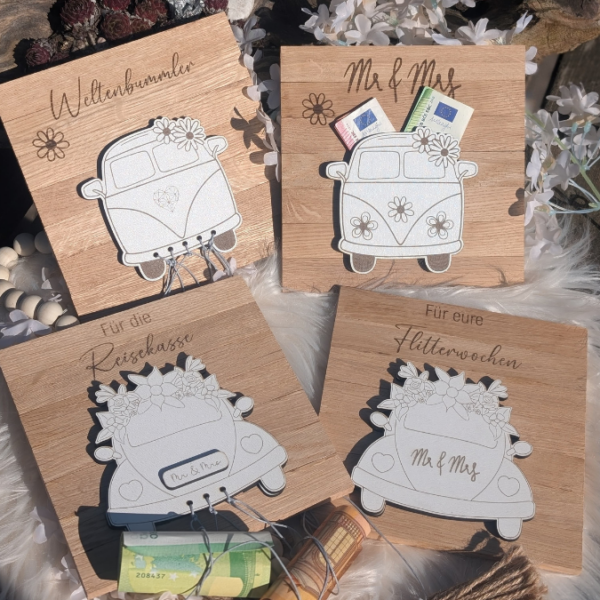 SVG Laser Datei - 3mm 4mm Hochzeitsauto Bulli Bus für Blumen oder Geldgeschenk Geschenkbox Hochzeitsgeschenk Hochzeit Flitterwochen Reiselust Laserdatei – Bild 27