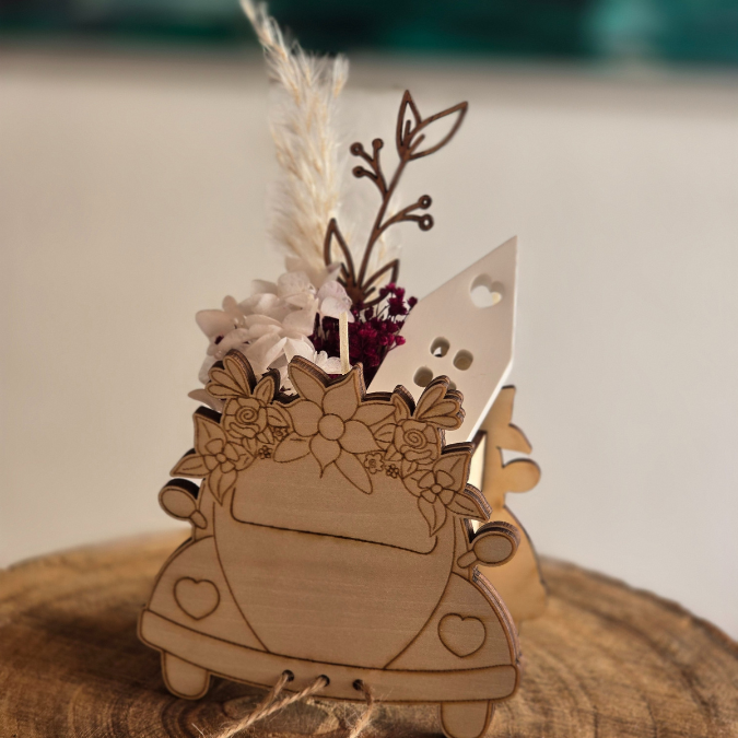 SVG Laser Datei - 3mm 4mm Hochzeitsauto Bulli Bus für Blumen oder Geldgeschenk Geschenkbox Hochzeitsgeschenk Hochzeit Flitterwochen Reiselust Laserdatei – Bild 14