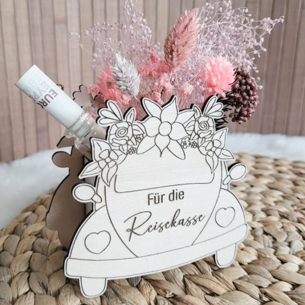 SVG Laser Datei - 3mm 4mm Hochzeitsauto Bulli Bus für Blumen oder Geldgeschenk Geschenkbox Hochzeitsgeschenk Hochzeit Flitterwochen Reiselust Laserdatei – Bild 17