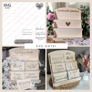 SVG Laser Datei - Laserdatei Postkartenständer regal für Gutscheinkarten 3mm 4mm Groß Postkartenregal Postkartenaufsteller Postkarten Grußkarten Laserdatei