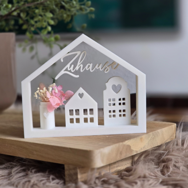 3D Druck Datei STL Haus Zuhause mit Vase und kleinen Häuschen Häuschenliebe 3DDruck Datei – Bild 4