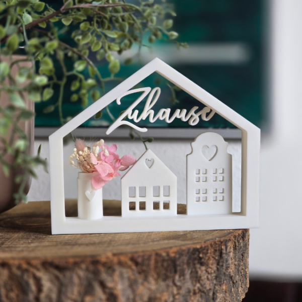 3D Druck Datei STL Haus Zuhause mit Vase und kleinen Häuschen Häuschenliebe 3DDruck Datei – Bild 5