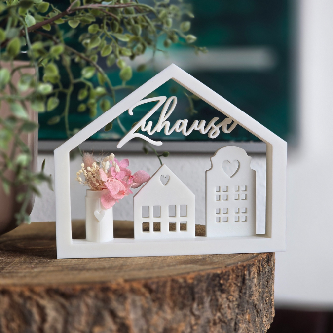 3D Druck Datei STL Haus Zuhause mit Vase und kleinen Häuschen Häuschenliebe 3DDruck Datei – Bild 5