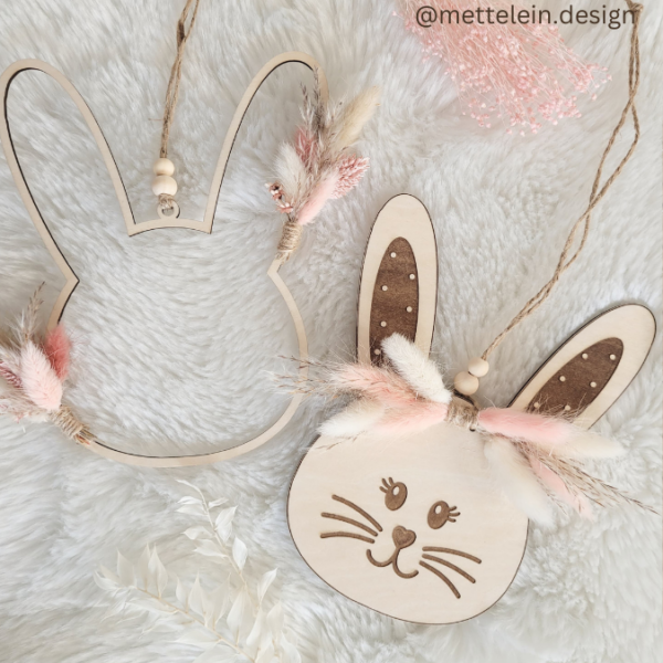 SVG Laser Datei Kranz Hasenkranz 2in1 zum binden für Trockenblumen Hasenanhänger Hasen Osterhase Anhänger Geschenkanhänger Osterdeko Lasercut – Bild 3
