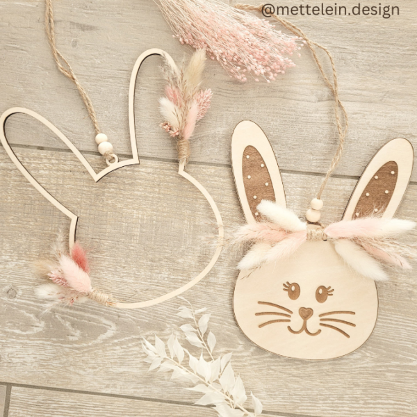 SVG Laser Datei Kranz Hasenkranz 2in1 zum binden für Trockenblumen Hasenanhänger Hasen Osterhase Anhänger Geschenkanhänger Osterdeko Lasercut – Bild 4