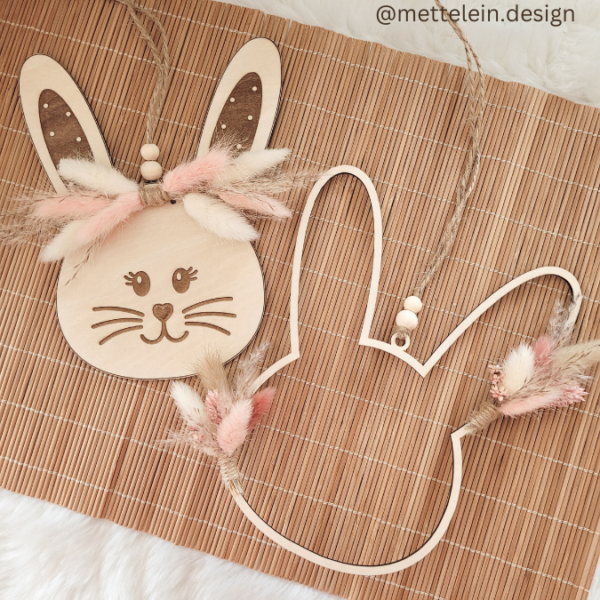 SVG Laser Datei Kranz Hasenkranz 2in1 zum binden für Trockenblumen Hasenanhänger Hasen Osterhase Anhänger Geschenkanhänger Osterdeko Lasercut – Bild 5
