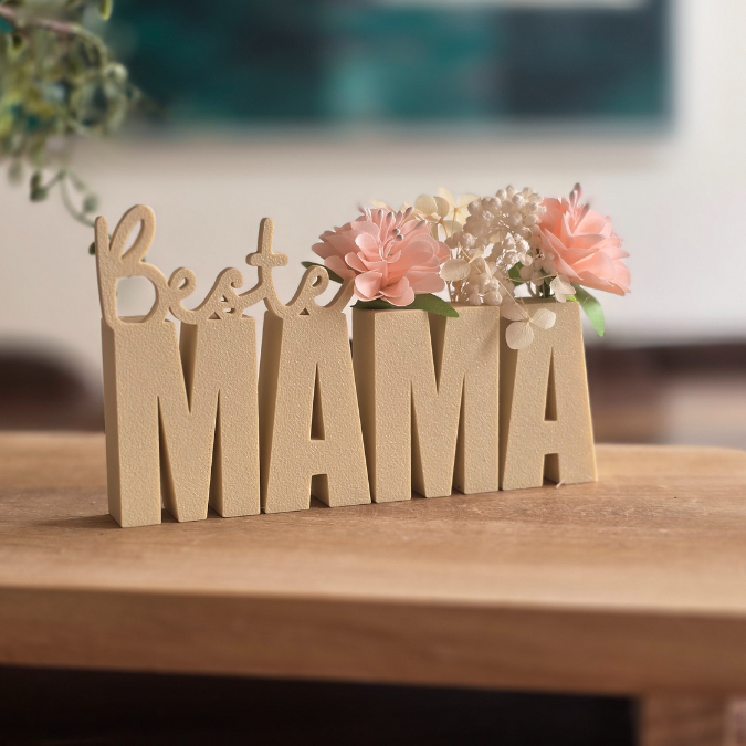 STL 3D Druck Datei STL Muttertag Schriftzug Beste Mama mit Löchern für Blumen 3D-Datei
