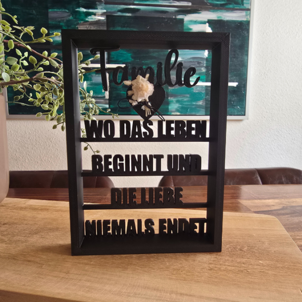 3D Druck Datei STL FAMILIE Aufsteller oder Wandbild mit Herz zum binden von Blumen 3D-Druck Datei – Bild 5
