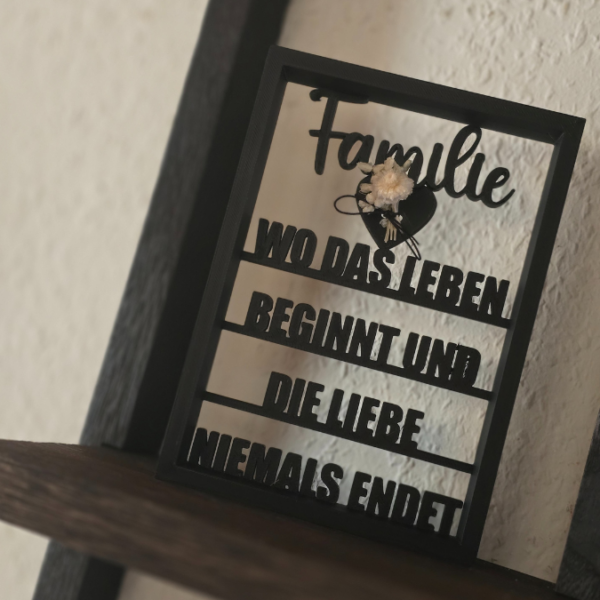 3D Druck Datei STL FAMILIE Aufsteller oder Wandbild mit Herz zum binden von Blumen 3D-Druck Datei – Bild 6