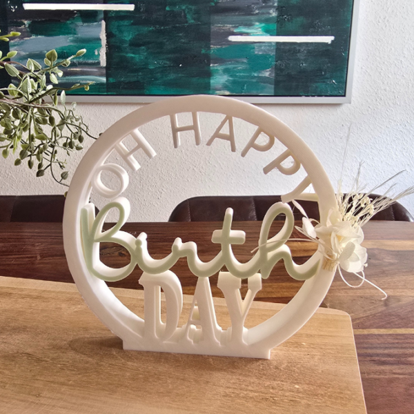 STL 3D Druck Datei Schild Geburtstag Statement Aufsteller OH HAPPY BIRTHDAY 3D-Druck Datei – Bild 2