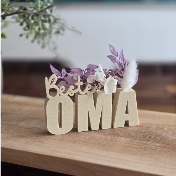 STL 3D Druck Datei STL Muttertag Schriftzug Beste Oma mit Löchern für Blumen 3D-Datei – Bild 2