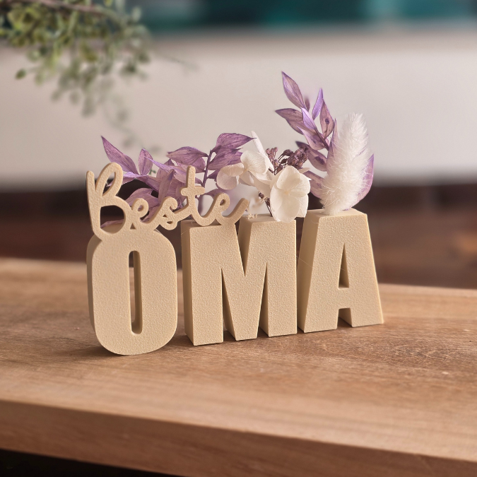 STL 3D Druck Datei STL Muttertag Schriftzug Beste Oma mit Löchern für Blumen 3D-Datei – Bild 3