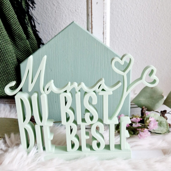 STL 3D Druck Datei Schriftzug Mama du bist die beste mit Blume Muttertag 3DDruck Datei – Bild 3