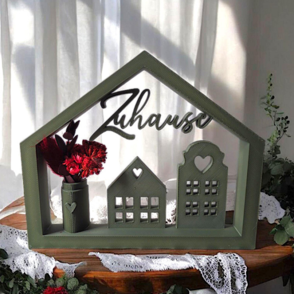 3D Druck Datei STL Haus Zuhause mit Vase und kleinen Häuschen Häuschenliebe 3DDruck Datei – Bild 3