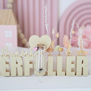 STL 3D Druck Datei Geschenkidee Schriftzug Wunscherfüller mit Löchern für Blumen und Platz für Geldgeschenk 3D Druck Datei
