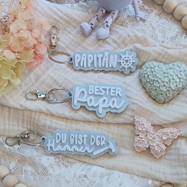 STL 3D Druck Datei Schlüsselanhänger 3er Papa Vatertag Papitän Bester Papa Männergeschenk 3D-Druck Datei – Bild 9