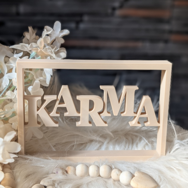 STL 3D Druck Datei Schild Statement Aufsteller KARMA 3D-Druck Datei