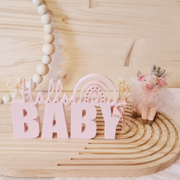 STL 3D Druck Datei Hallo Baby Geschenkidee Geburt mit Löchern für Blumen und Platz für Geldgeschenk 3D Druck Datei – Bild 3