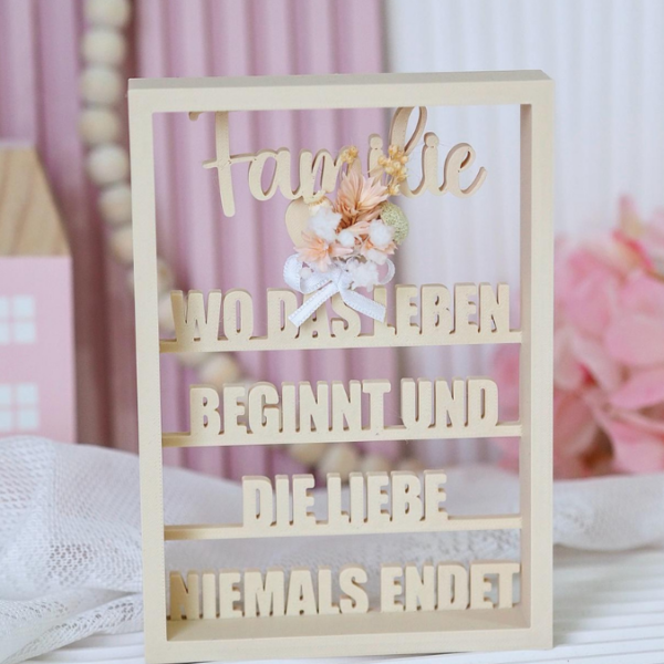 3D Druck Datei STL FAMILIE Aufsteller oder Wandbild mit Herz zum binden von Blumen 3D-Druck Datei – Bild 4