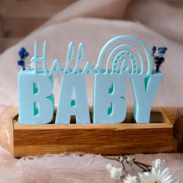 STL 3D Druck Datei Hallo Baby Geschenkidee Geburt mit Löchern für Blumen und Platz für Geldgeschenk 3D Druck Datei – Bild 2