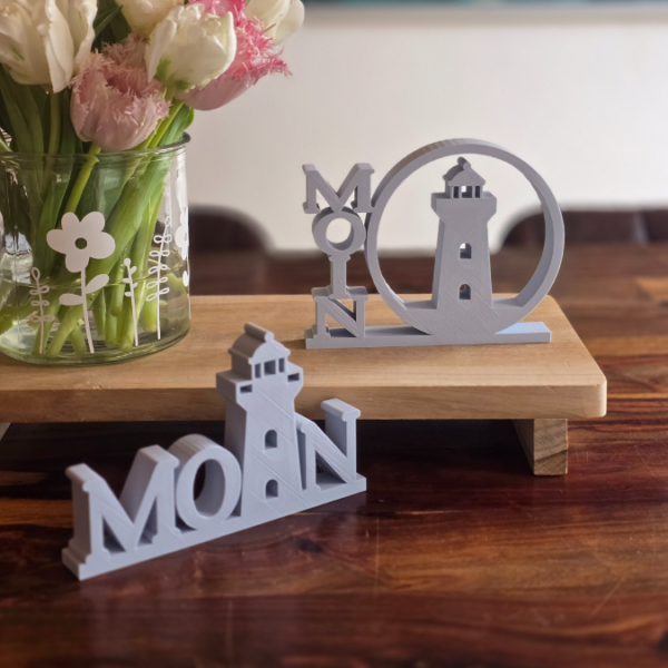 STL 3D Druck Datei 3er Set Aufsteller Schriftzug Moin Leuchtturm  Maritim Statement Meer  Geschenkidee 3D-Druck Datei – Bild 2