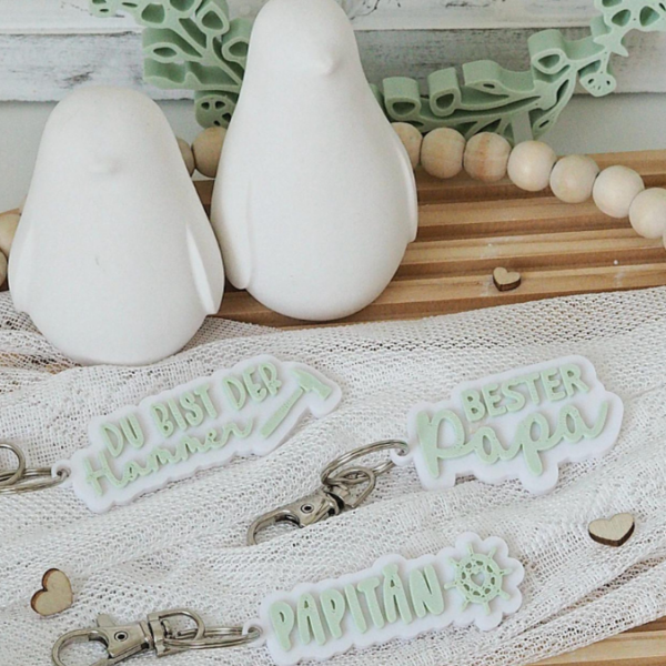 STL 3D Druck Datei Schlüsselanhänger 3er Papa Vatertag Papitän Bester Papa Männergeschenk 3D-Druck Datei