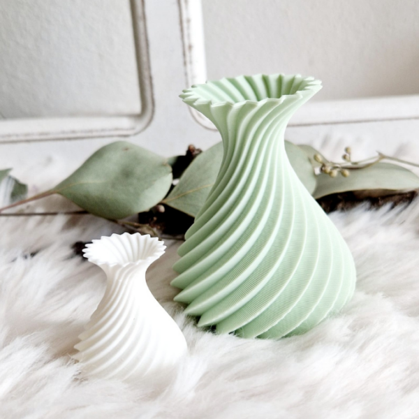 STL 3D Druck Datei Vase Blumenvase mit Rillen Schräg Struktur 3D Druck Datei – Bild 6