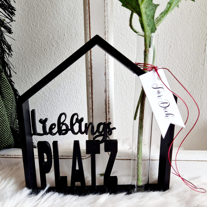 STL 3D Druck Datei Haus LIEBLINGSPLATZ mit Öffnung für Reagenzglas Häuschen Häuschenliebe 3D-Druck Datei – Bild 2