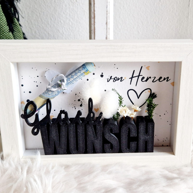 STL 3D Druck Datei Geschenkidee Schriftzug Geburtstag GLÜCK WUNSCH mit Löchern für Blumen 3D Druck Datei – Bild 6