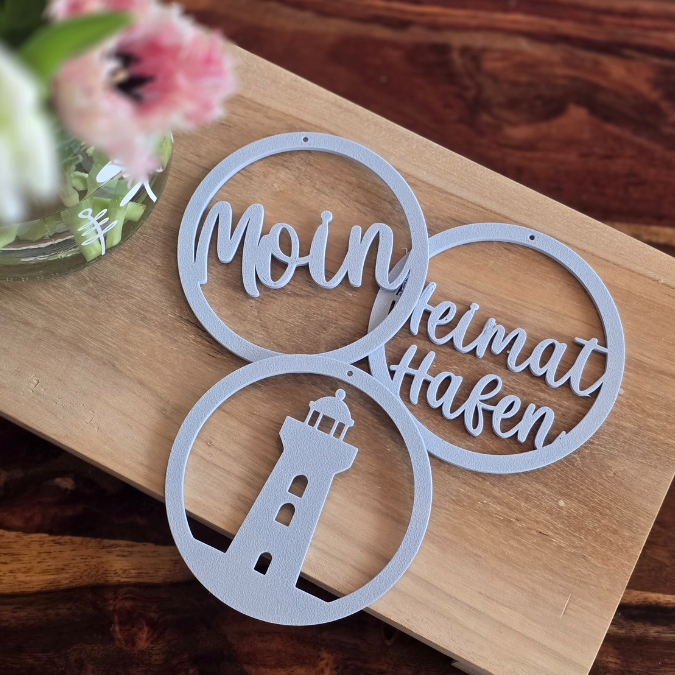 STL 3D Druck Datei Kränze 3er Moin, Leuchtturm und Heimathafen Maritim Anhänger Meer Geschenkidee 3D-Druck Datei – Bild 2