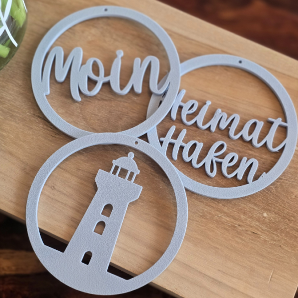 STL 3D Druck Datei Kränze 3er Moin, Leuchtturm und Heimathafen Maritim Anhänger Meer  Geschenkidee 3D-Druck Datei – Bild 4