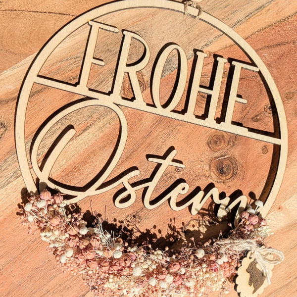 SVG Laser Datei Kranz Frohe Ostern schlicht Osterkranz zum binden für Trockenblumen Laserdatei – Bild 11