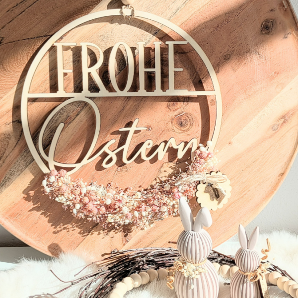 SVG Laser Datei Kranz Frohe Ostern schlicht Osterkranz zum binden für Trockenblumen Laserdatei – Bild 12