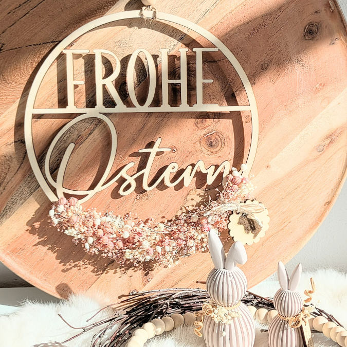 SVG Laser Datei Kranz Frohe Ostern schlicht Osterkranz zum binden für Trockenblumen Laserdatei – Bild 12