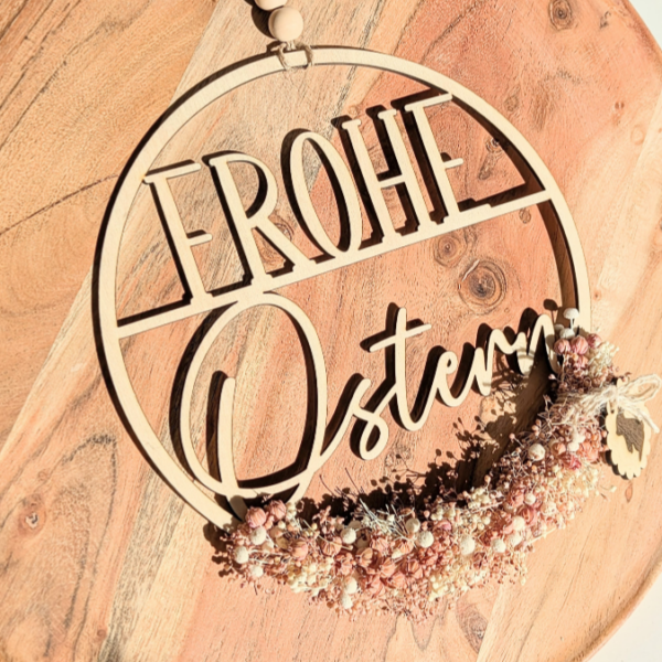 SVG Laser Datei Kranz Frohe Ostern schlicht Osterkranz zum binden für Trockenblumen Laserdatei – Bild 13