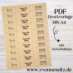 PRINT DRUCKVORLAGE PDF Geschenkanhänger 3 Designs - Bier und Durst MÄNNER - Printable PDF-Datei zum selber drucken
