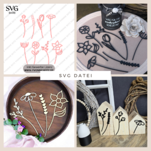 SVG Laser Datei Blumen Flowers Holzblumen Laserdatei