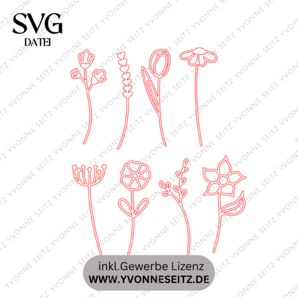 SVG Laser Datei Blumen Flowers Holzblumen Laserdatei – Bild 2