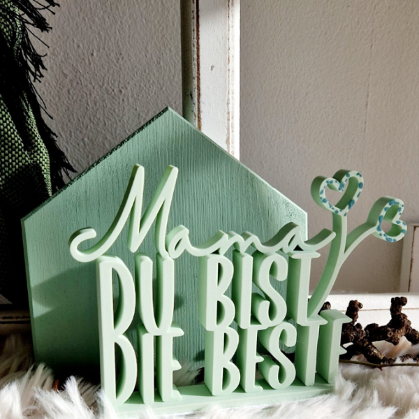 STL 3D Druck Datei Schriftzug Mama du bist die beste mit Blume Muttertag 3DDruck Datei – Bild 4