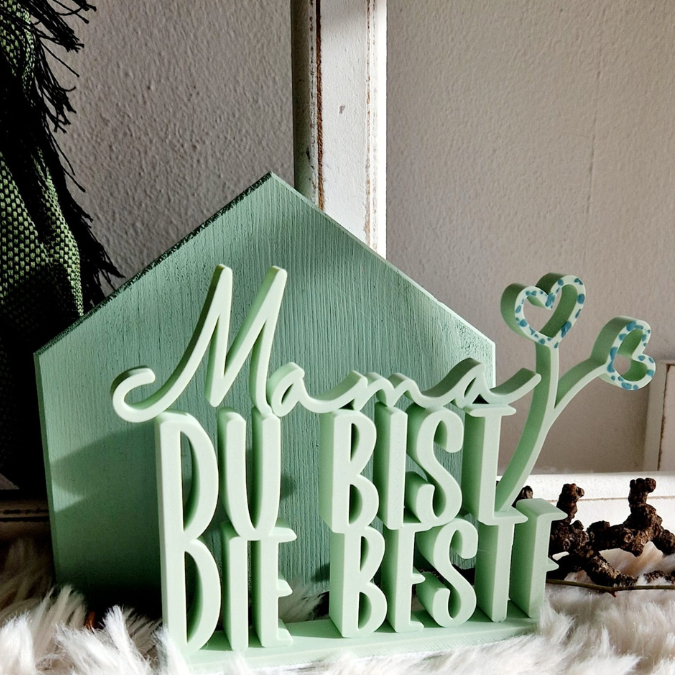 STL 3D Druck Datei Schriftzug Mama du bist die beste mit Blume Muttertag 3DDruck Datei – Bild 4