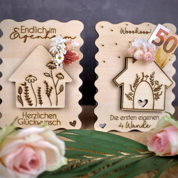 SVG Laser Datei - Karten zum Einzug Umzug erste eigene Wohnung Eigenheim Hauskauf für Blumen oder Geld Postkarten GrußkartenLaserdatei – Bild 8