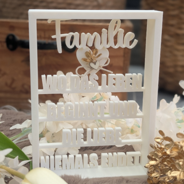 3D Druck Datei STL FAMILIE Aufsteller oder Wandbild mit Herz zum binden von Blumen 3D-Druck Datei – Bild 2