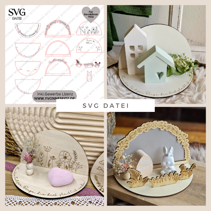 3mm und 4mm Kulisse für Gießteile und Kleinigkeiten Frühlingskulisse Teller zum dekorieren Dekoteller StänderSVG Laser Datei