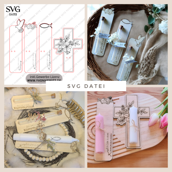 SVG Laser Datei Kirchliche Anlässe Halter für Geldgeschenke und Kerzen Laserdatei
