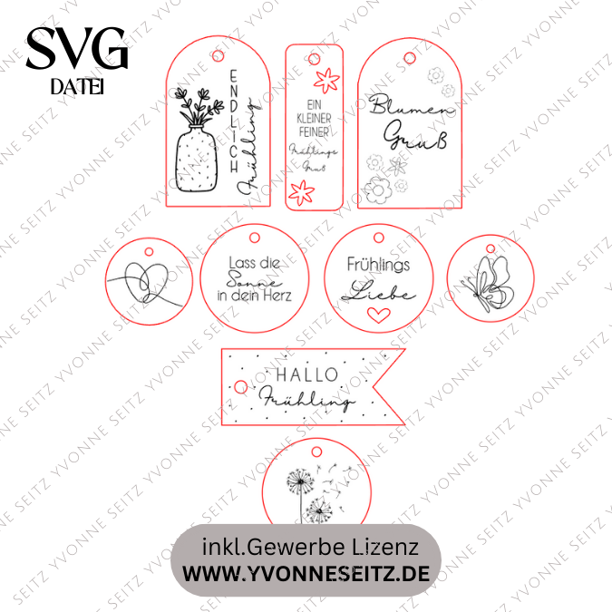 SVG Laser Datei Geschenkanhänger Frühling Blumen Blumengruß Etiketten Tags SVG-Datei – Bild 2