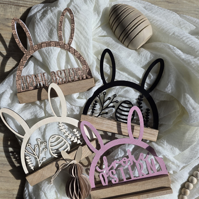 SVG Laser Datei Hasenbogen Klötzchenbogen Hasenohren Floral Osterei Osterdeko SVG Datei – Bild 3