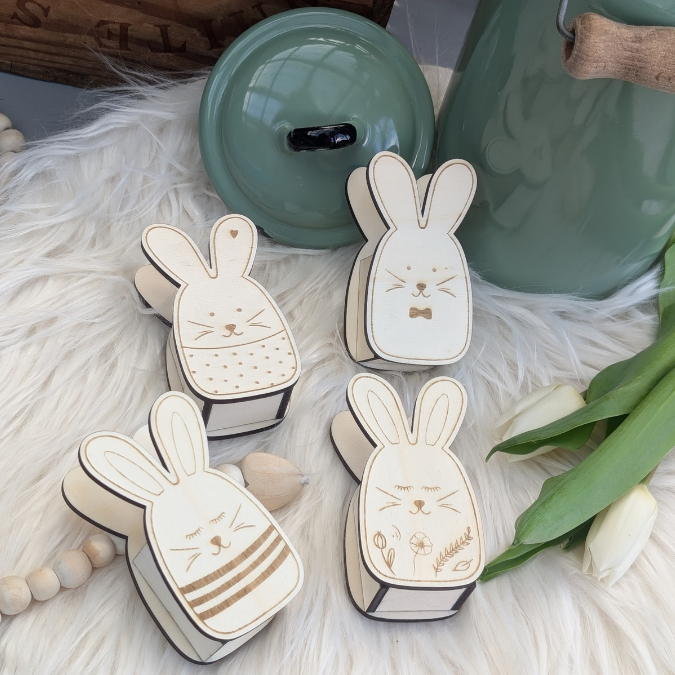 SVG Laser Datei 8 Designs Hasen Mini Hasen zum füllen mit Blumen, Geld oder Ballonlicht Designs Ostern Osterhase SVG-Datei – Bild 19