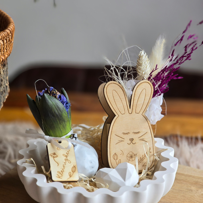SVG Laser Datei 8 Designs Hasen Mini Hasen zum füllen mit Blumen, Geld oder Ballonlicht Designs Ostern Osterhase SVG-Datei – Bild 21