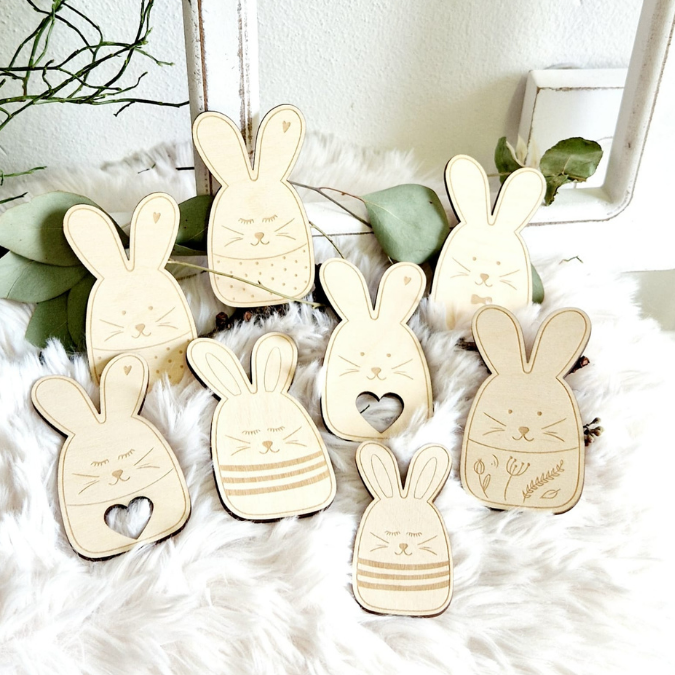 SVG Laser Datei 8 Designs Hasen Mini Hasen zum füllen mit Blumen, Geld oder Ballonlicht Designs Ostern Osterhase SVG-Datei – Bild 10